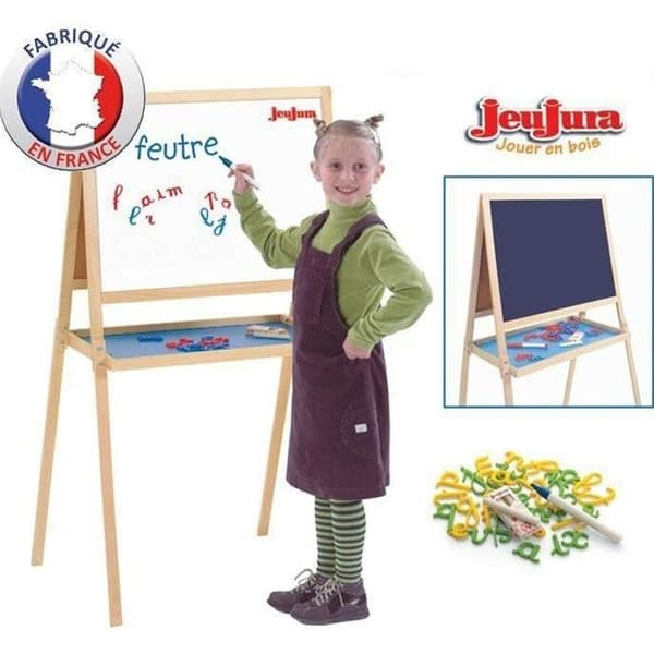 Jeujura - Creative dubbelsidig bräda i trä (krita + markörer)