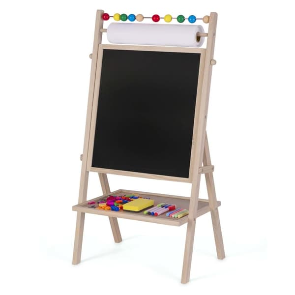 Mångsidig Dubbelsidig Svart Tavla & Magnetisk Whiteboard med Pappersrulle och Tillbehör för Hemmet