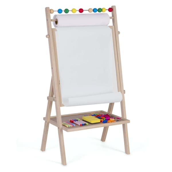 Mångsidig Dubbelsidig Svart Tavla & Magnetisk Whiteboard med Pappersrulle och Tillbehör för Hemmet