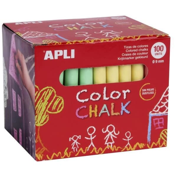 APLI Box med 100 Assorted Chalks L 7,8 cm