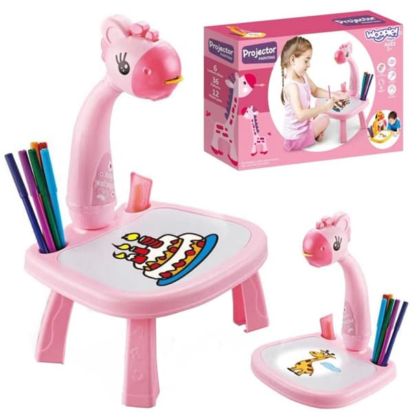 WOOPIE Tegnebræt Projektor Pink Giraf + Tuscher