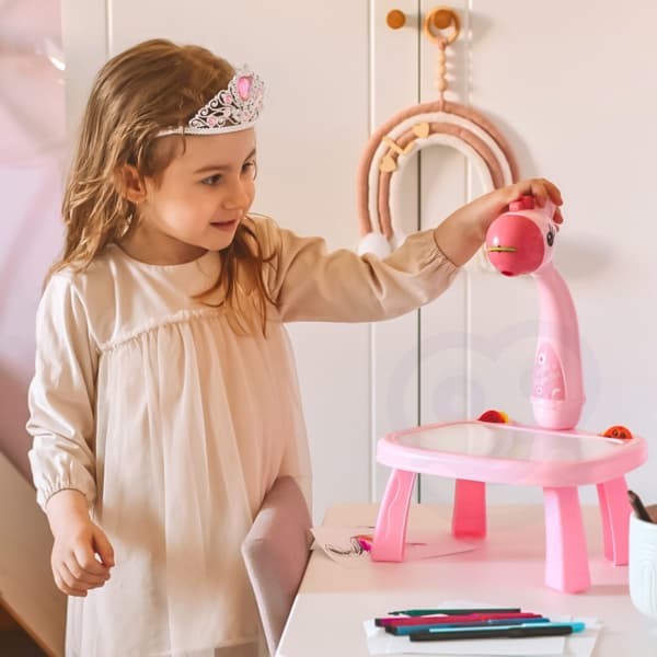 WOOPIE Tegnebræt Projektor Pink Giraf + Tuscher