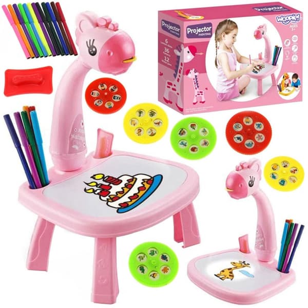 WOOPIE Tegnebræt Projektor Pink Giraf + Tuscher