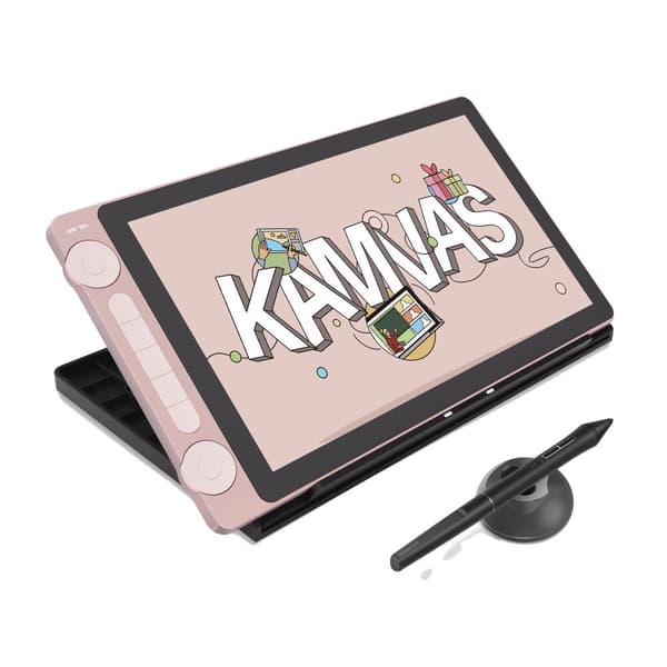 Huion Kamvas 13.3" Piirtopöytä, 16384 Paineastetta, 1920 x 1080 Resoluutio,Vaaleanpunainen jalustalla