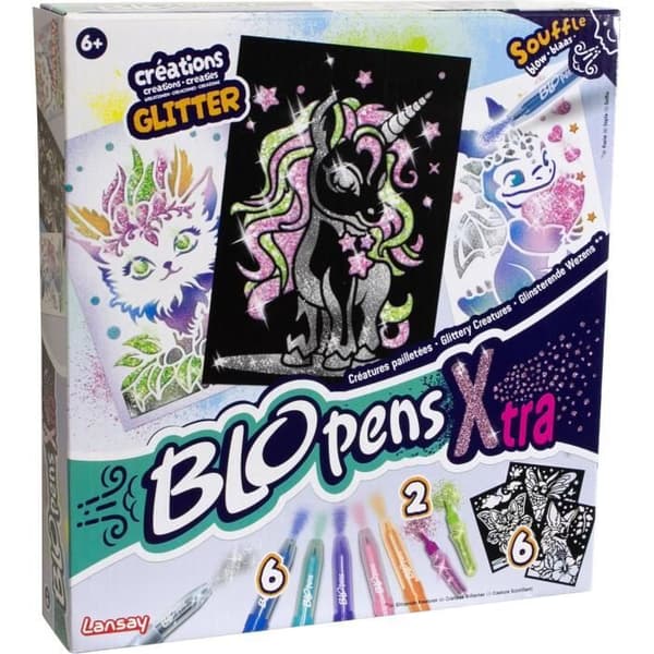 Blopens - LANSAY - Glittriga varelser - 6 stenciler - från 6 år och uppåt