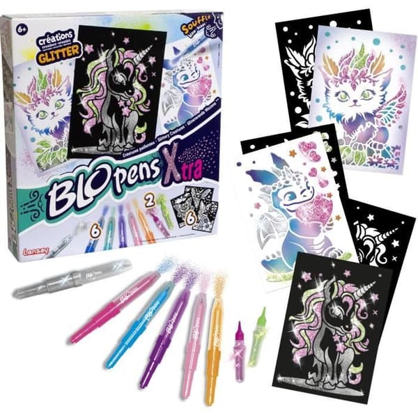 Blopens - LANSAY - Glittriga varelser - 6 stenciler - från 6 år och uppåt