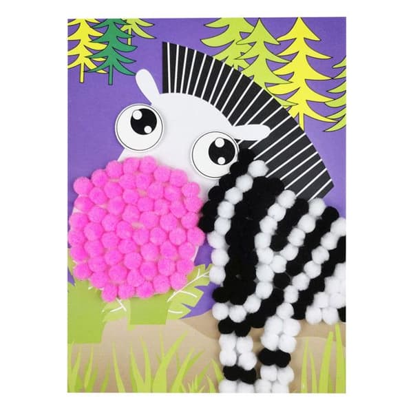 Tavla med pomponger - Aktivitet för barn - Zebra