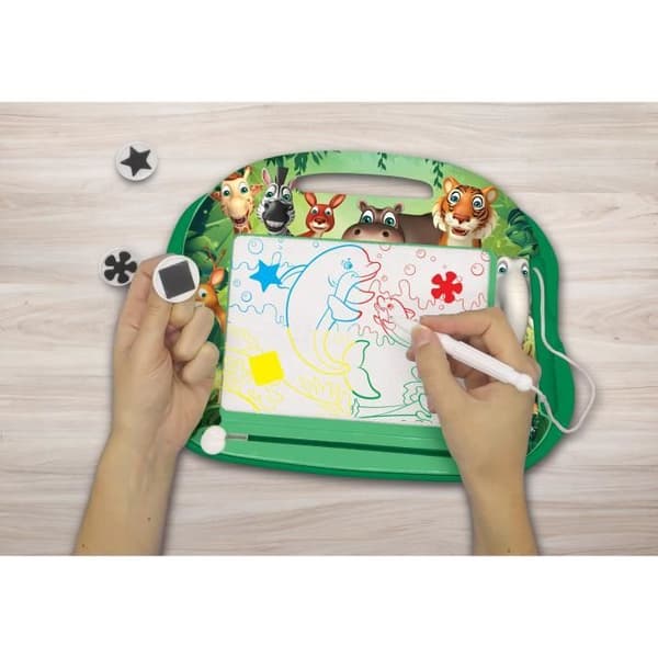Magic slate Animals A5-format med magnetiska tillbehör för färgteckning - LEXIBOOK