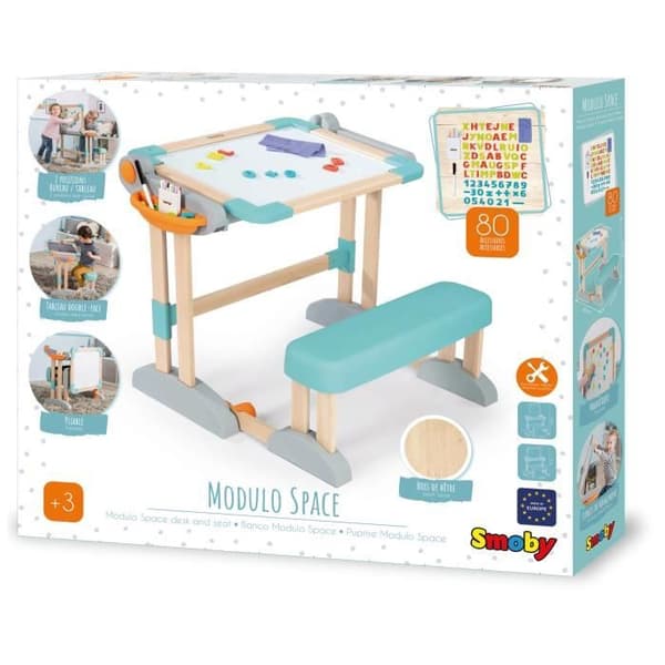 Modulo Space skrivbord - SMOBY - Skrivbord konverterbart till en dubbelsidig skiva - 80 tillbehör ingår