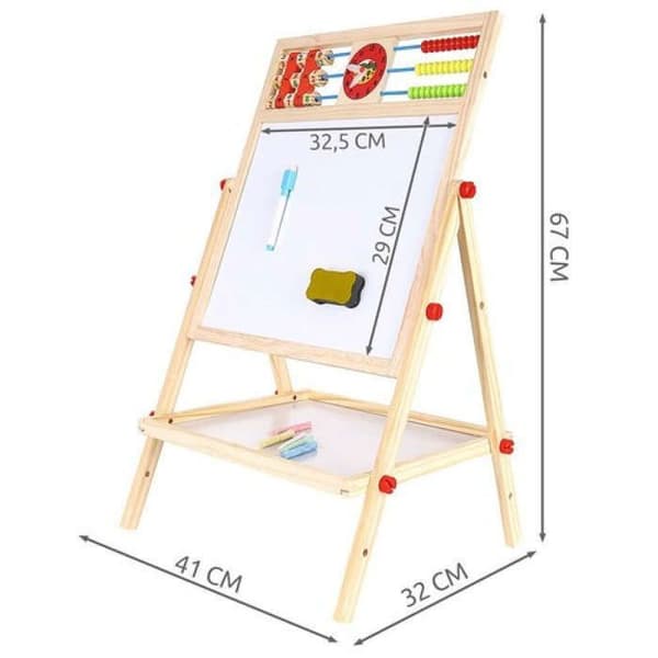 Utbildningstavla - Kruzzel - 3 i 1 - Magnetisk - Trä - Från 3 år