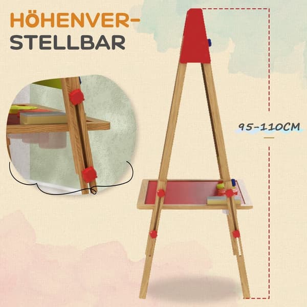 Børns Staffeli, 3-i-1, 61x47x113 cm, Naturligt Træ