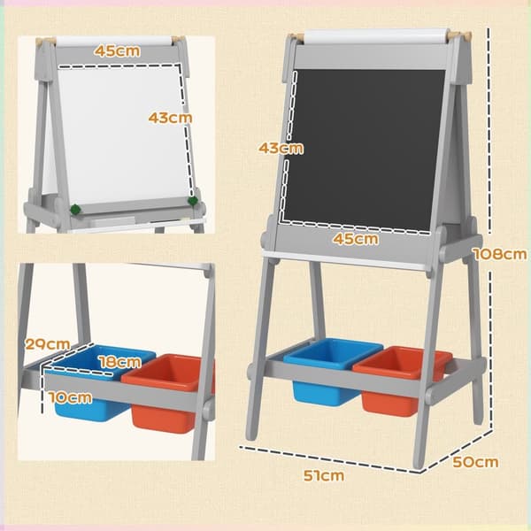 3-i-1 Barnbord, 51x50x108 cm, Grå