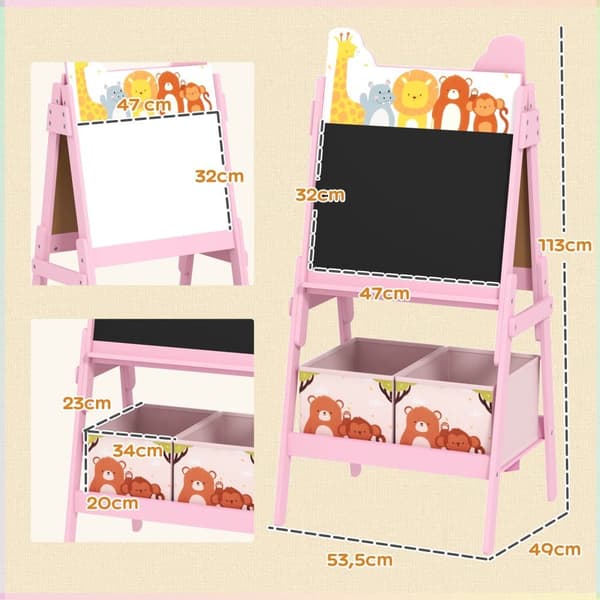 2-i-1 Børnebord, 49x53.5x113 cm, Pink
