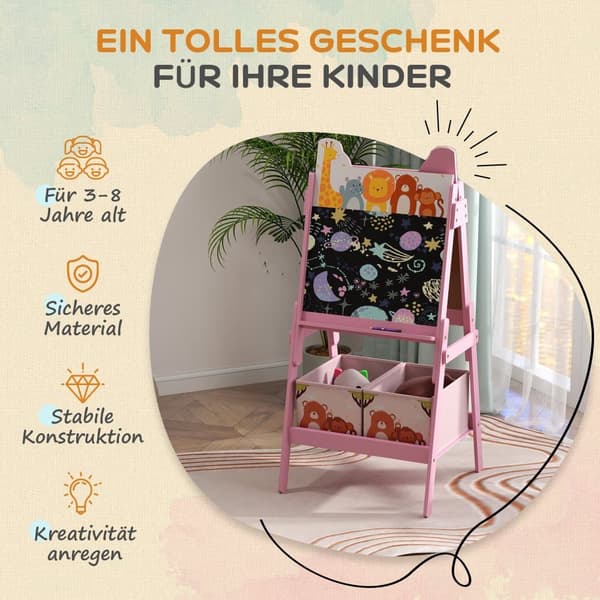 2-i-1 Børnebord, 49x53.5x113 cm, Pink
