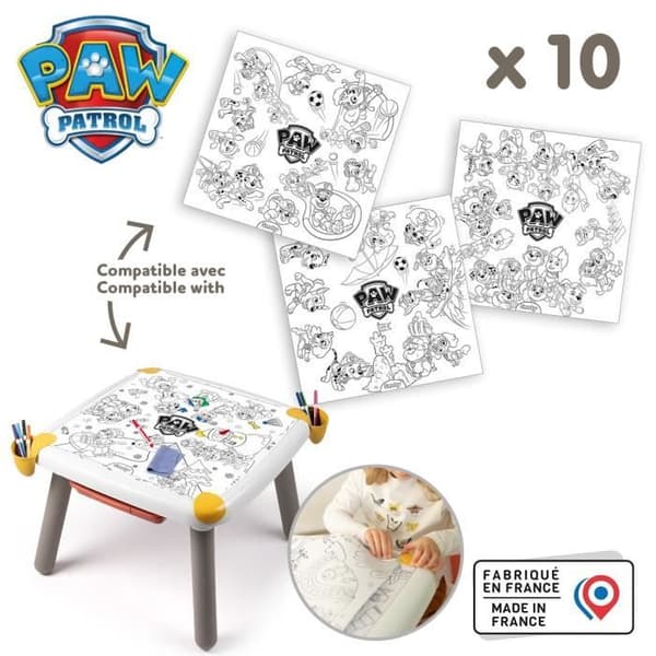 Smoby - Malebogsrefill til børne-kreativbordet - 10 Paw Patrol-malebøger