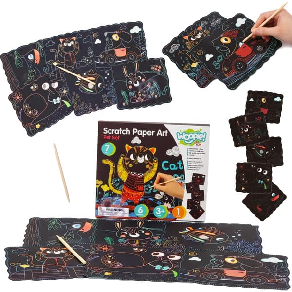 WOOPIE ART&FUN Creative Scratch Art sæt til børn – 7 dele
