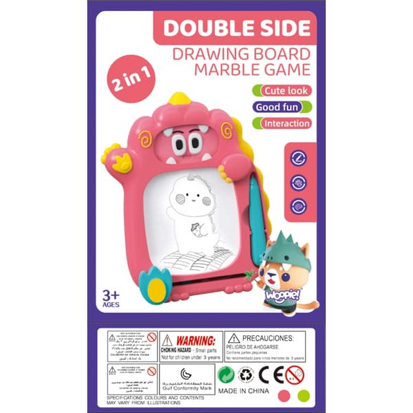 WOOPIE Znikopy Magnetisk Tavle 2-i-1 Arkade Flipperspil Maskine Lyserød