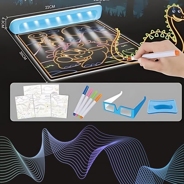 WOOPIE Magnetisk 3D-ritbräda med LED-bakgrundsbelysning