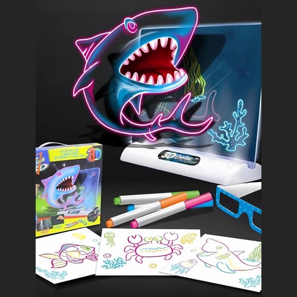 WOOPIE Magnetisk 3D-ritbräda med LED-bakgrundsbelysning