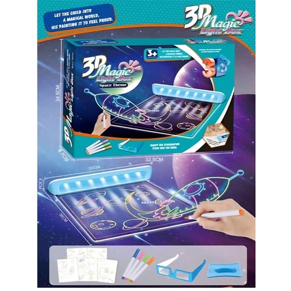 WOOPIE Magnetisk 3D-ritbräda med LED-bakgrundsbelysning