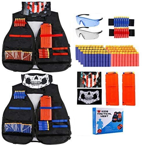 2-Pack Skyddsväst - Startset med Skyddsglasögon, Magasin & Skott till NERF N-Strike
