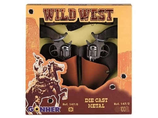 Två cowboyrevolvrar med hölster