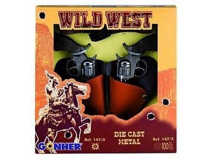 Två cowboyrevolvrar med hölster