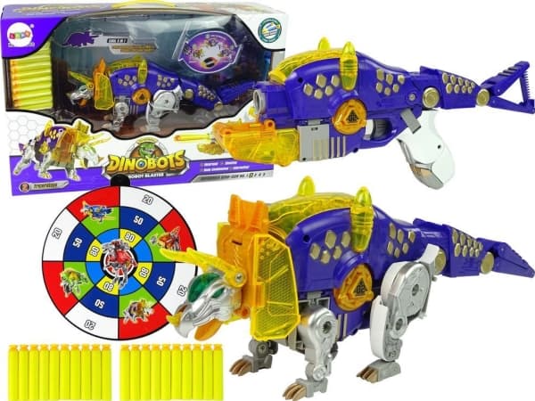 LeanToys Dinobots 2in1 Dinosaur Dart Gun Lilla Triceratops Shield