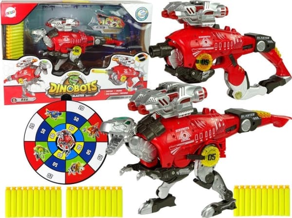 LeanToys Dinobots 2in1 Dinosaur Dart Gun Red Tyrannosaurus Rex Shield 48 cm