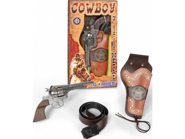 Pulio Metal cowboy revolver med hylster og belte 149/0 Gonher
