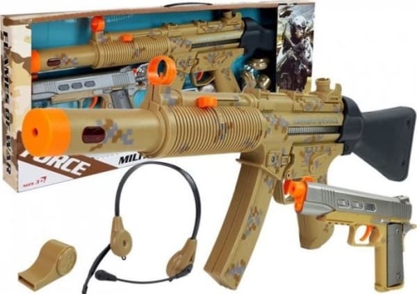 Lean Sport Military Weapon Two Guns Hodetelefoner Whistle