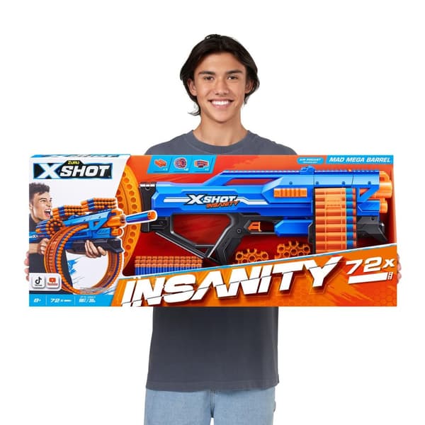 X-Shot Insanity Mad Mega Barrel med 72 darts