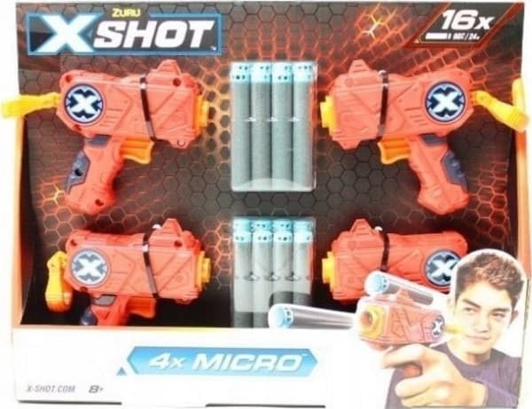 XShot Rinkinys Excel Micro Launcher 4-Pack 16 Darts