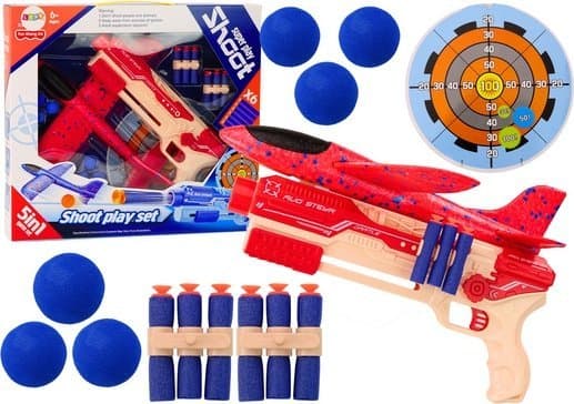 LeanToys Dart Gun Foam Balls Plane Launcher Shield 5in1