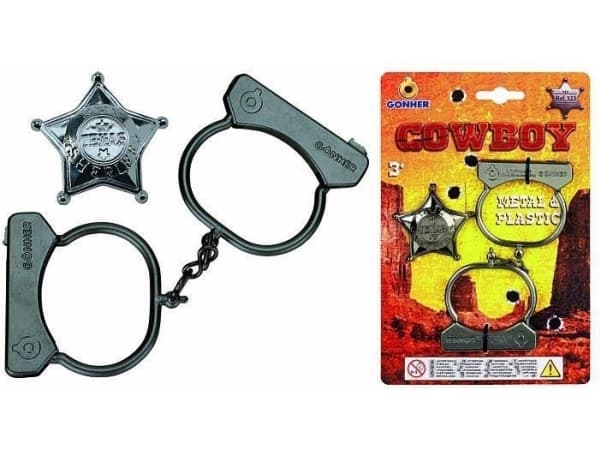 Gonher metall cowboy håndjern med merke - 239858