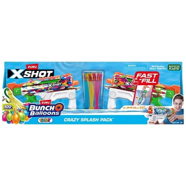 X-Shot X- SHOT - Water Fast-Fill Skins - Hyper load 2pk og 100 Crazy Bunch O Balloons - (56569)