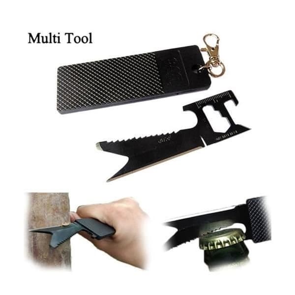 Multiverktygskort 7 Funktioner i rostfritt stål överlevnad * Material: rostfritt stål * Skyddsfodral * Nyckelring * 7 verktyg
