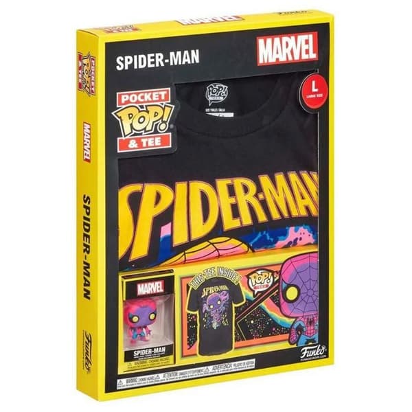 Pocket Pop Tee Box - Funko - Spindelmannen - Black Light - begränsad upplaga t-shirt