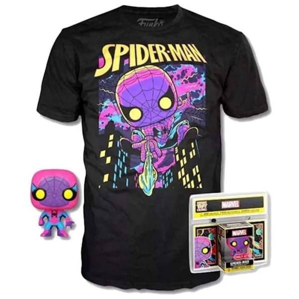 Pocket Pop Tee Box - Funko - Spindelmannen - Black Light - begränsad upplaga t-shirt