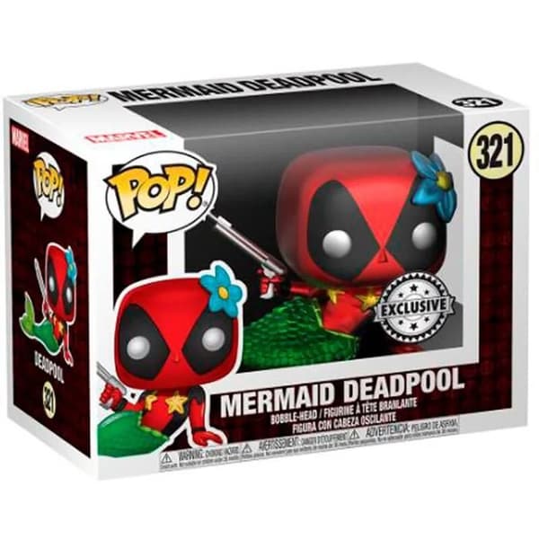 Figuriner Pop & Tee - Funko - Marvel Deadpool - Sjöjungfru - Storlek L - Flerfärgad