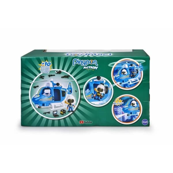 Pinypon Action Police Helikopter - SPLASH LEKSAKER - Med Figur och Remskiva System