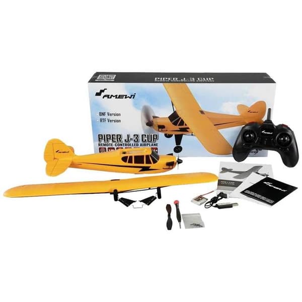 Amewi Piper J-3 CUP RC flygplan vit, röd - redo att flyga (RtF) - 505 mm