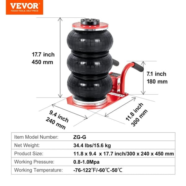 Air Jack, 6600 lbs kapacitet, hurtig løftesystem,hvid