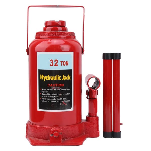 Hydraulisk Flaskdomkraft, 32 Ton Kapacitet, Stål Konstruktion, Lättanvänd,RÖD