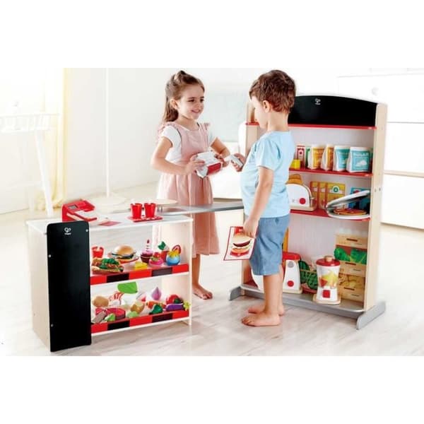 HAPE - Köksserie träimitationsspel - E3159 - Livsmedelsbutik med kassaapparat
