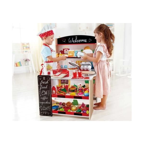 HAPE - Köksserie träimitationsspel - E3159 - Livsmedelsbutik med kassaapparat
