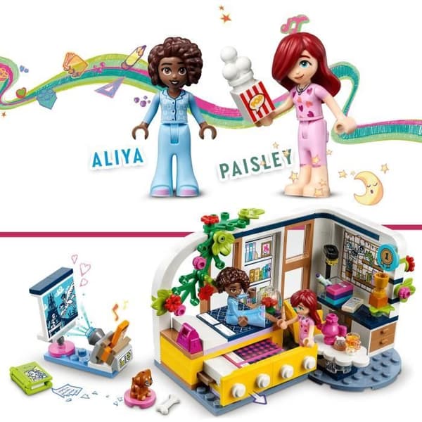 LEGO® Friends 41740 Aliyas rum, leksak med Paisleyfigur och valp, barn 6 år