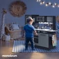 Miniatyrbillede 10 af 11: Mamab værelse, legekøkken i træ til børn, LED-belysning, kokkens legesæt, børnekøkken med tilbehør inkluderet
