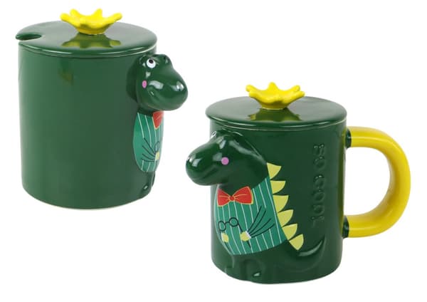 Grønt dinosaurkrus med låg 400 ml
