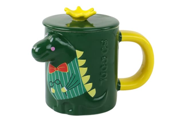 Grønt dinosaurkrus med låg 400 ml